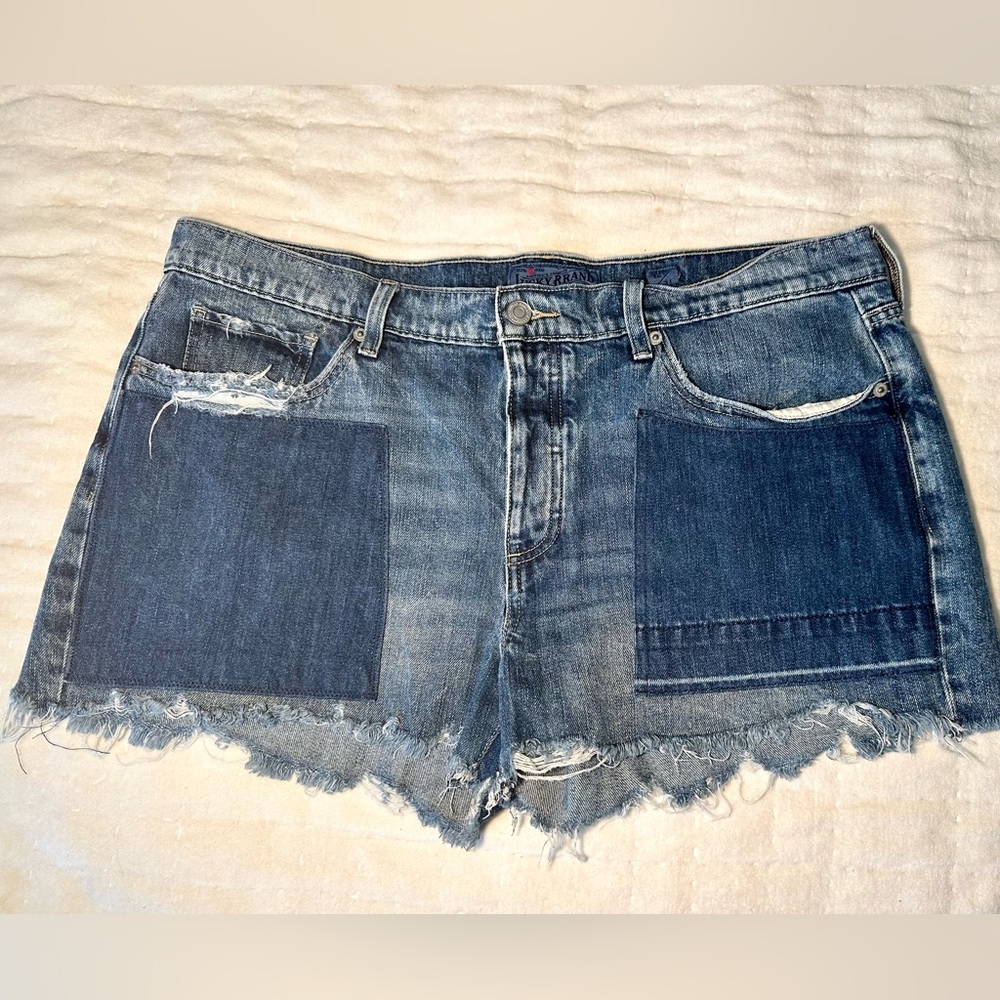 Lucky Brand Distressed Two-Tone Blue Denim Jean Shorts